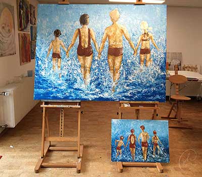 Referenzen | Entstehung des Bildes Familienglück im Atelier Susanne Hoos