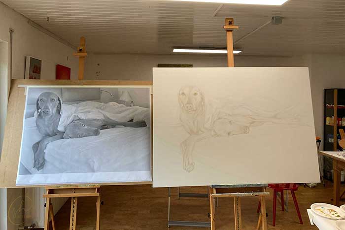 Referenzen | Bild Unzertrennliche Hundelibe | Entstehungsgeschichte des Kunstwerks nach einer Vorlage