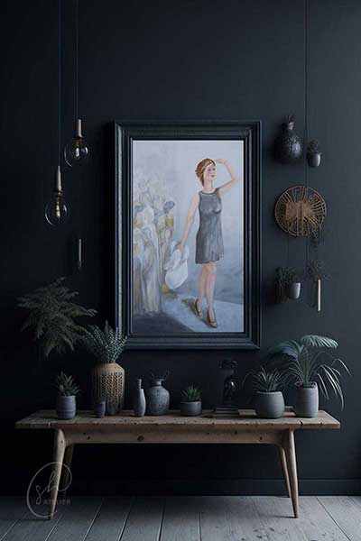 Verkauf von Gemälden | Aufbruch | Beispiel des Werks mit Rahmen