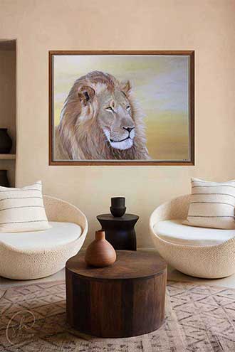 Verkauf von Gemälden | Löwenstark | Beispiel des Werks mit Rahmen