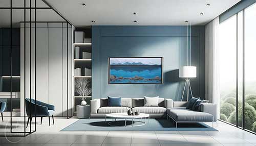 Verkauf von Gemälden | Bergsee | Beispiel des Werks mit Rahmen