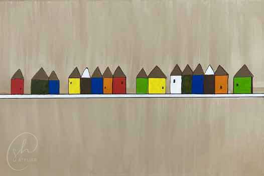 Häusereihe - ein Bild aus einem Workshop für Kinder.