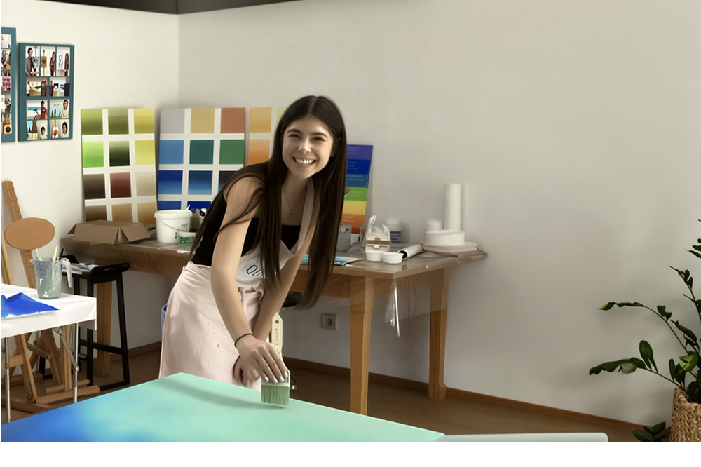 Eine Künstlerin bei der Arbeit.