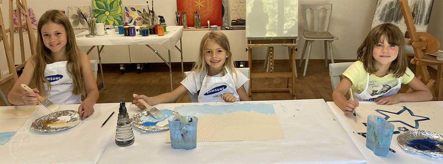 In meinen Kursen für Kinder wird mit Freude und Spaß gemalt!