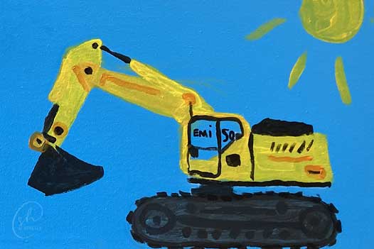 Bagger in Aktion - Ein Bild aus einem Kinder-Workshop.