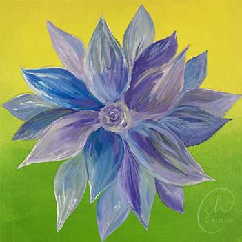 Bild eines Teilnehmer im Malkurs meditatives Malen | Blume in lila