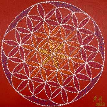 Bild eines Teilnehmer im Malkurs meditatives Malen | Mandala in rot